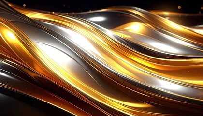 Abstract Glowing Gold And Silver Waves