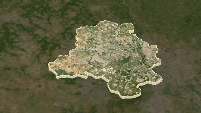 Delhi, India, extruded. Satellite map