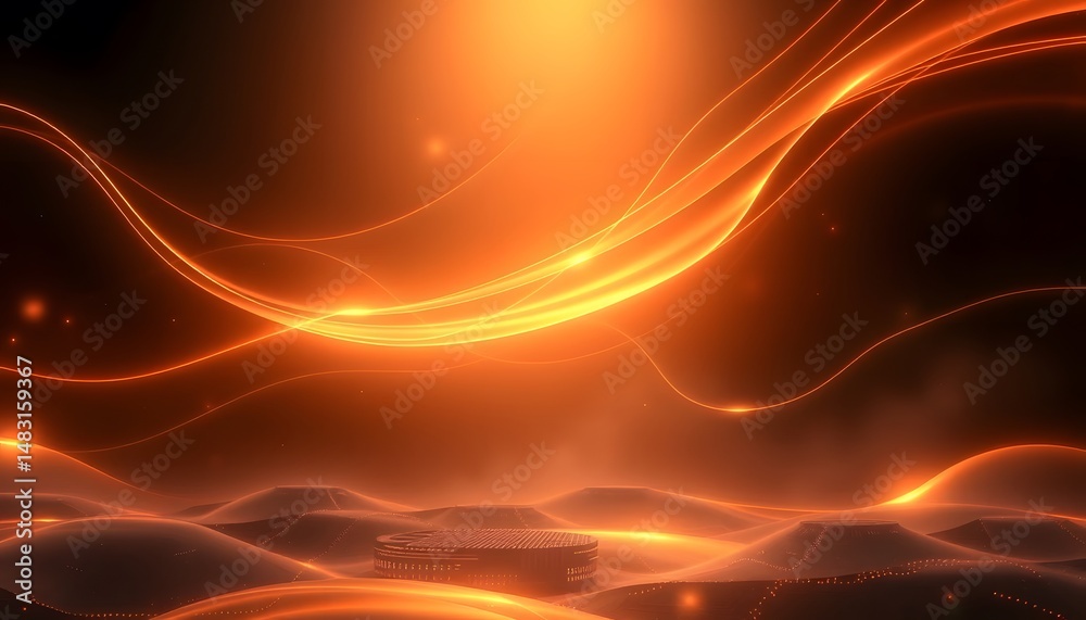 Aufkleber Sci-fi Background Image With Soft Glowing Light, Beautiful 3d Effect Wallpaper With Flowing Patterns. The Dark Backdrop Creates A Peaceful, Futuristic Scene. Perfect For Digital Art Projects.