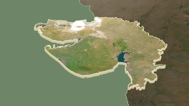 Gujarat, India, extruded. Satellite map