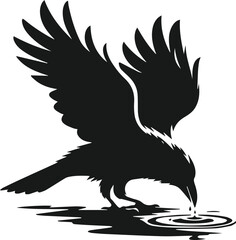 Fototapeta premium Bird vector silhouette of a crow