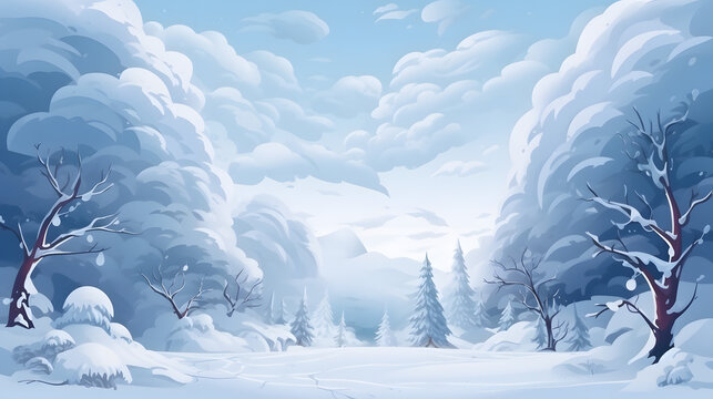 Cartoon Blizzard Vector Illustration on White Background for Use in Designs