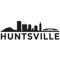 Obraz premium Huntsville skyline horizontal banner. Black silhouette of Huntsville, Alabama. Vector template for your design. Vector black silhouette. with white background