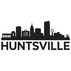 Fototapeta premium Huntsville skyline horizontal banner. Black silhouette of Huntsville, Alabama. Vector template for your design. Vector black silhouette. with white background
