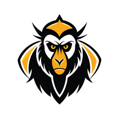 Naklejka premium Bold vector illustration of a monkey head in a sporty mascot style with vibrant colors