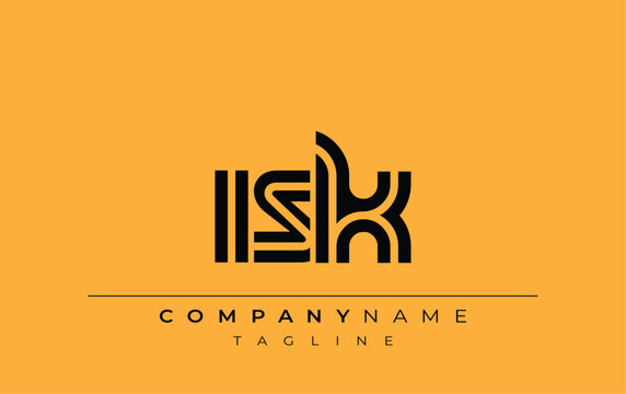 ISK Creative Unique Modern Letter Logo Design. Stylized logo featuring a unique letter design, presenting abstract minimalist aesthetics and modern appeal.