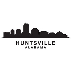 Fototapeta premium Huntsville skyline horizontal banner. Black silhouette of Huntsville, Alabama. Vector template for your design. Vector black silhouette. with white background