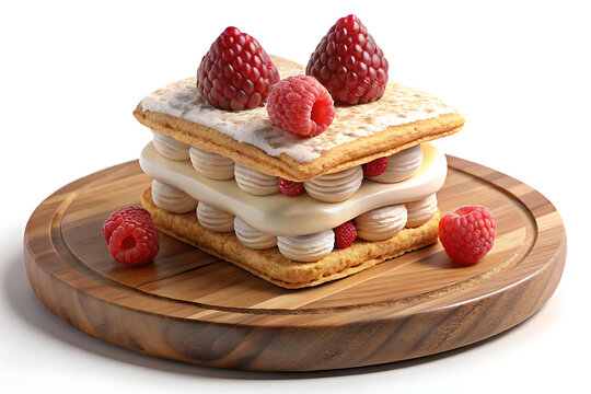 A delicious breakfast or dessert of fresh waffles with sweet red strawberries and mixed berries, perhaps with a dollop of white cream