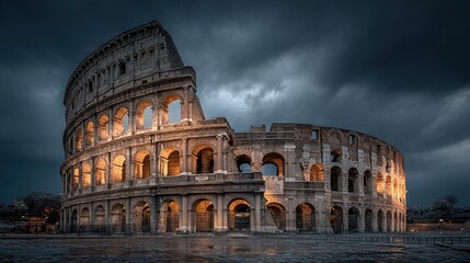 Fototapeta premium Ancient Roman Colosseum under dramatic sky