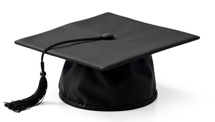 Black graduation cap, tassel, isolated on white background , knowledge, icon, school