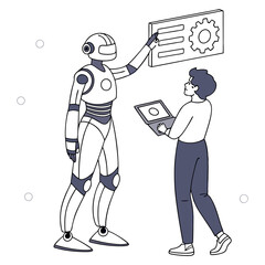 Futuristic Robot Assistant Vector Design.