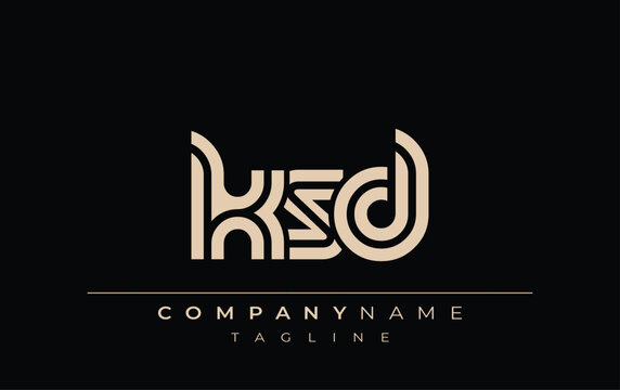 KSD Creative Unique Modern Letter Logo Design. Stylized logo featuring a unique letter design, presenting abstract minimalist aesthetics and modern appeal.