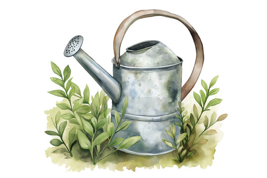 recommend clip art: Watering Can, garden watercolor clipart illustration with isolated background