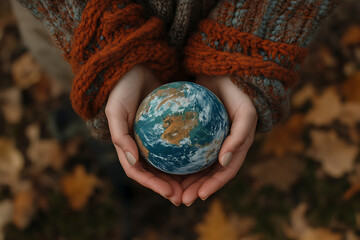 Earth Held in Gentle Hands Symbolizing Environmental Protection