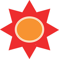 Watercolor vector sun shapes. Rising sun, sunset, dawn illustrations set. Fire colors round shape, watercolour stains. Orange red yellow circle, flaming crown frame. Maslenitsa, Shrovetide background.