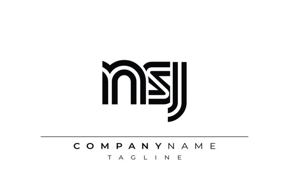 NSJ Creative Unique Modern Letter Logo Design. Stylized logo featuring a unique letter design, presenting abstract minimalist aesthetics and modern appeal.