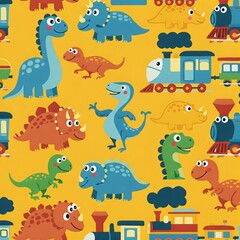 Naklejka premium seamless pattern with cartoon animal 