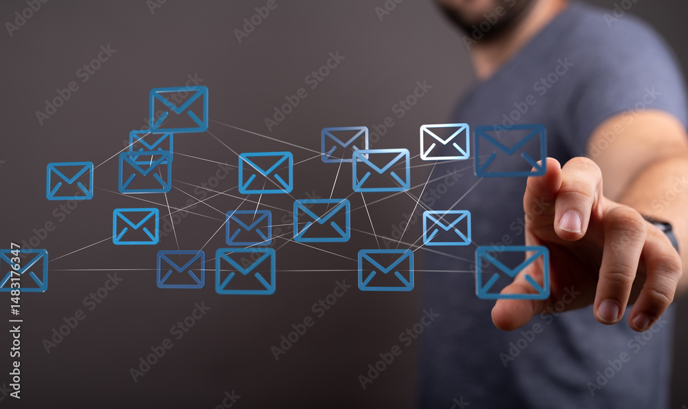 Aufkleber seamless email communication. efficient global network. modern business solutions.