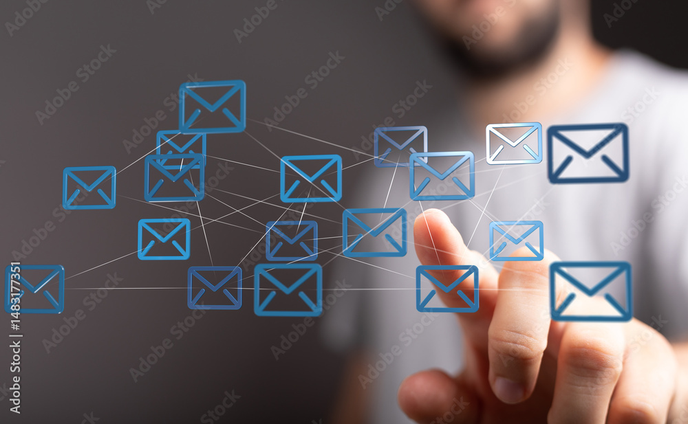 Aufkleber Image depicting a network of emails, illustrating global communication and connectivity.