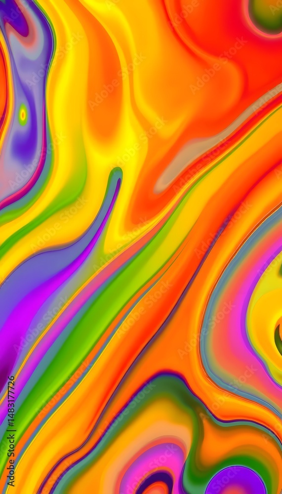 Aufkleber Abstract Color Burst. A Vibrant Canvas Of Bright Hues Dance And Merge Creating A Mesmerizing Flow. Irregular Shapes Bring A Dynamic Feel. A Bold, Energetic Design For Adding Life To Any Project.