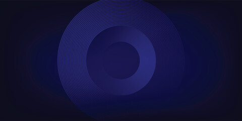 Abstract glowing circle lines on dark blue background. Geometric stripe line art design. Modern shiny blue lines. Futuristic technology concept. Suit for poster, cover, banner, brochure modern arts