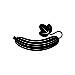Cucumber Icon Vector Clean Black Silhouette in Monochrome Style.