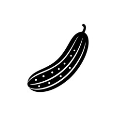 Cucumber Icon Vector Clean Black Silhouette in Monochrome Style.