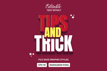 Premium tips and trick text effects can be edited again, suitable poster, template white background.