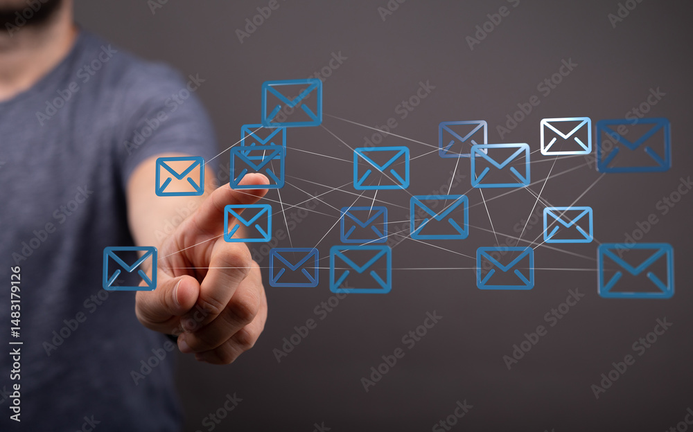 Aufkleber Abstract image depicting email communication and networking. Ideal for technology, communication, and connection concepts.