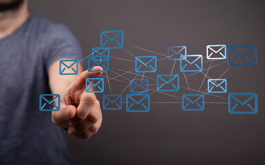 Abstract image depicting email communication and networking. Ideal for technology, communication,...