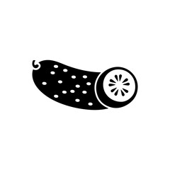 Cucumber Icon Vector Clean Black Silhouette in Monochrome Style.