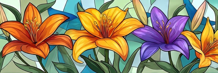 cartoon beautiful lilies 