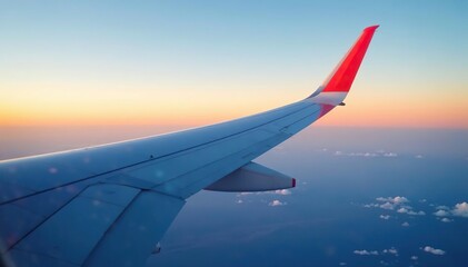 Obraz premium Close up view of airplane wing's leading edge, leading edge, engineering, wing