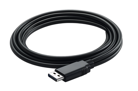 Black usb cable with connector on a black background isolated digital concept