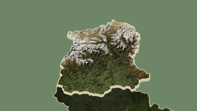 Sikkim, India, extruded. Satellite map