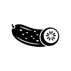 Cucumber Silhouette Vector Icon Black Design on White Background.