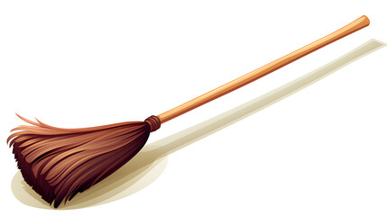 Halloween themed cartoon broomstick vector illustration on white background