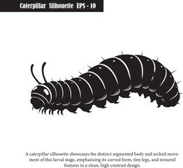 Black Silhouette of a Caterpillar – High Contrast Insect Illustration