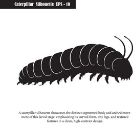 Black Silhouette of a Caterpillar – High Contrast Insect Illustration