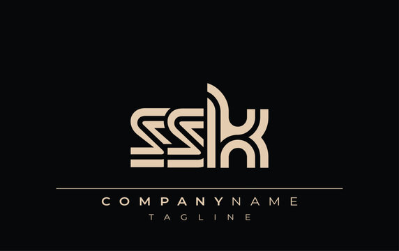 SSK Creative Unique Modern Letter Logo Design. Stylized logo featuring a unique letter design, presenting abstract minimalist aesthetics and modern appeal.