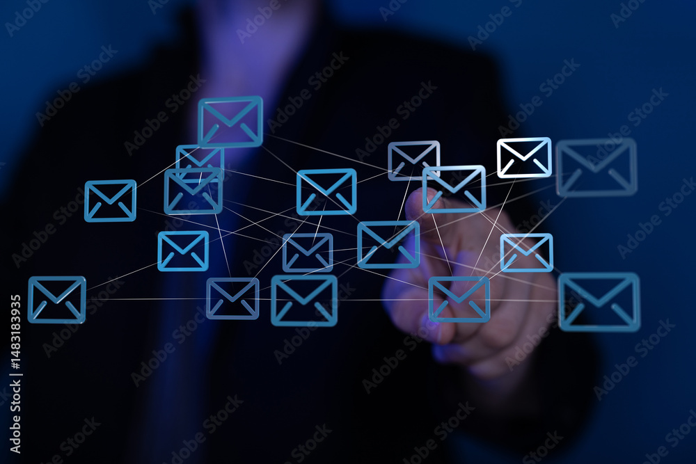 Aufkleber Abstract image depicting a network of interconnected emails, symbolizing global communication and digital connectivity.