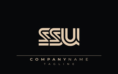 SSU Creative Unique Modern Letter Logo Design. Stylized logo featuring a unique letter design, presenting abstract minimalist aesthetics and modern appeal.