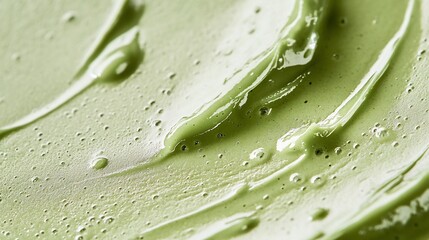 Green cosmetic cream texture close-up (1)