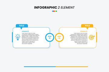 Infographic design business template with 2 steps, options Can be used for workflow diagram, info chart, web design and presentation