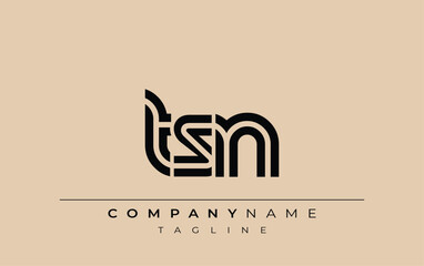 TSN Creative Unique Modern Letter Logo Design. Stylized logo featuring a unique letter design, presenting abstract minimalist aesthetics and modern appeal.