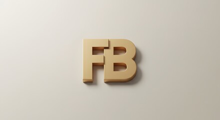 Obraz premium Gold Letters Fb on Beige Background Minimalist Style