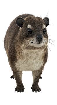 Adorable rock hyrax staring intently forward