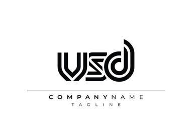 VSD Creative Unique Modern Letter Logo Design. Stylized logo featuring a unique letter design, presenting abstract minimalist aesthetics and modern appeal.