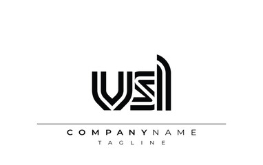 VSL Creative Unique Modern Letter Logo Design. Stylized logo featuring a unique letter design, presenting abstract minimalist aesthetics and modern appeal.