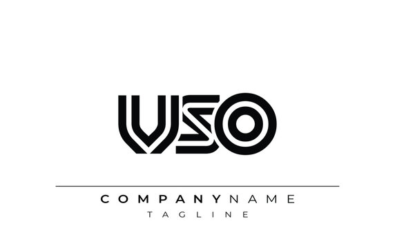 VSO Creative Unique Modern Letter Logo Design. Stylized logo featuring a unique letter design, presenting abstract minimalist aesthetics and modern appeal.